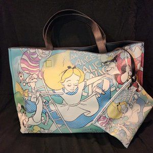 RARE Loungefly Alice in Wonderland tote + matching pouch
